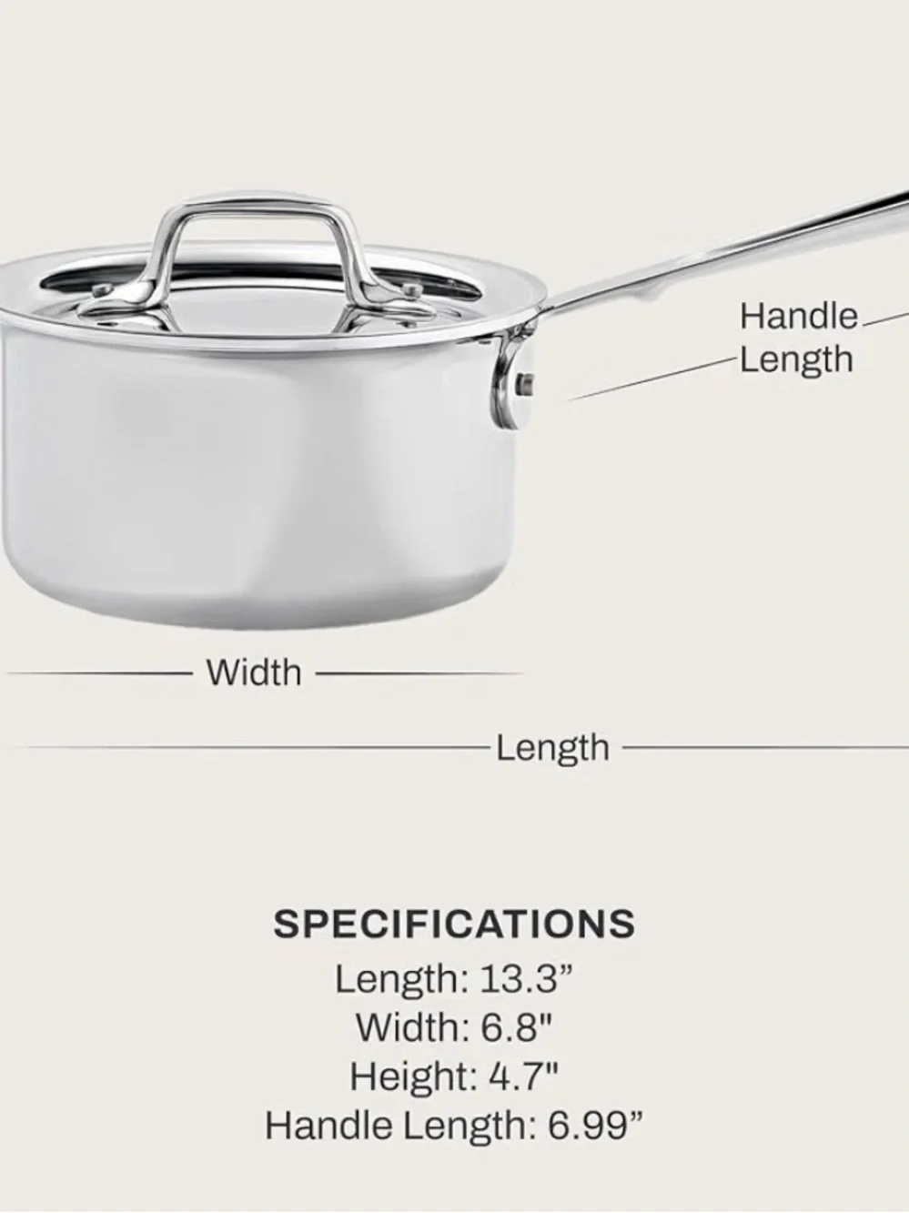 All Clad 1 1/2 qt. Stainless Steel Saucepan w/Lid - Silver Excellent Condition
